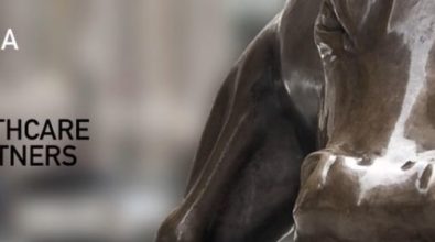 A banner of a cow statue